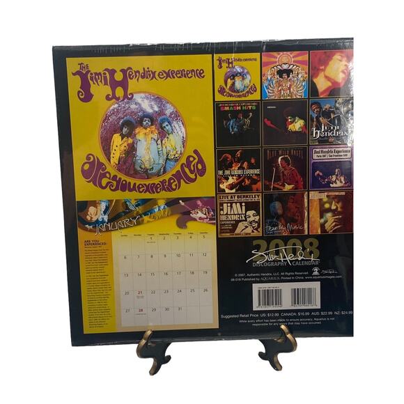 Authentic Discography Jimi Hendrix Wall Calendar 2008 New Sealed Memorabilia - Picture 2 of 6